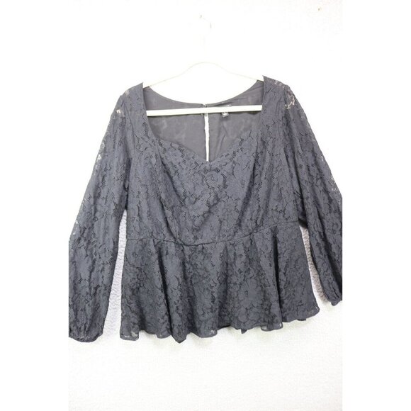Torrid Black Lace Babydoll Top-Long Sleeve-Size 1X-Whimsigoth-Lined-Back Zip - Picture 1 of 12